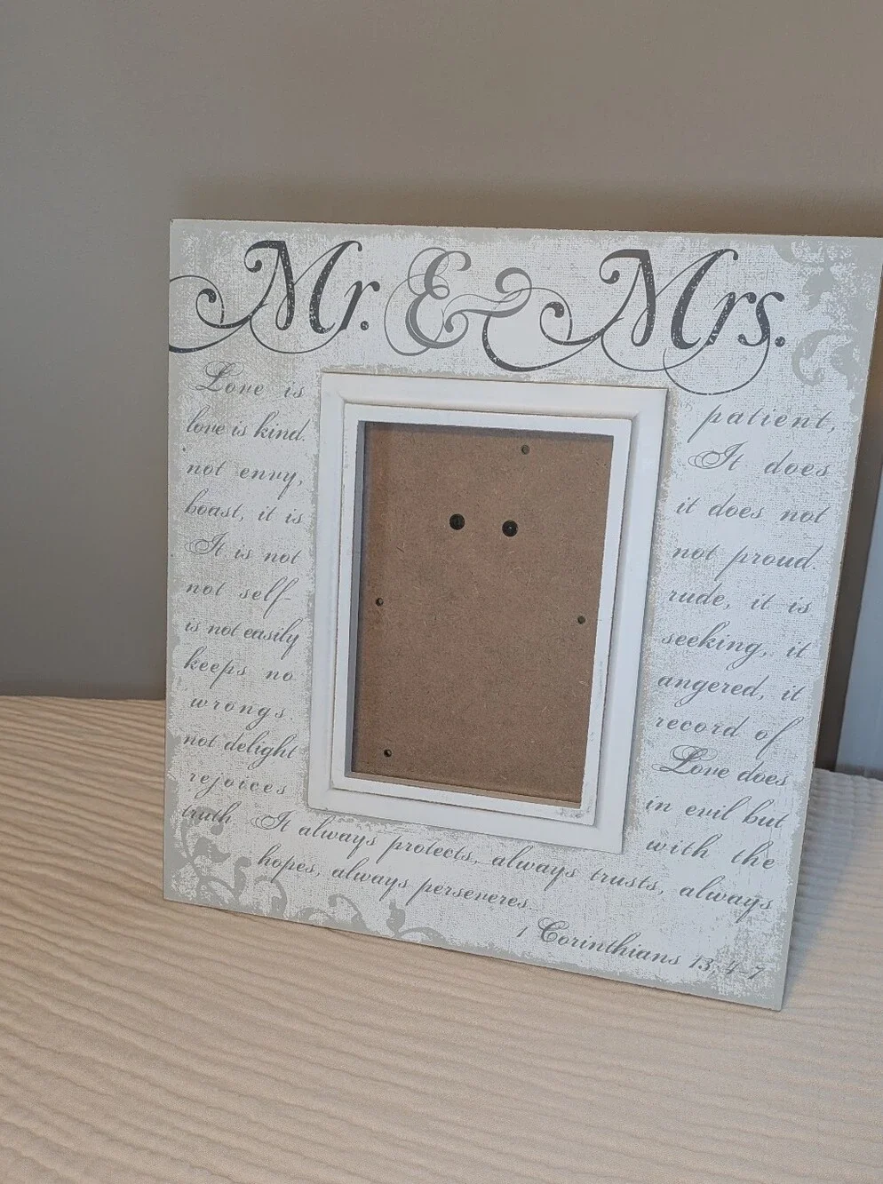 Mr. & Mrs. Decorative White Photo Frame - Wedding Accent